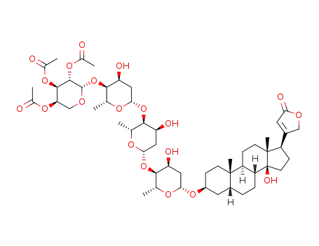 digitoxigen (2,3,4,6-triacetyl-β-D-arabinopyranosyl)-(1→4)-(2,6-dideoxy-β-D-ribohexopyranosyl)-(1→4)-(2,6-dideoxy-β-D-ribohexopyranosyl)-(1→4)-2,6-dideoxy-β-D-ribohexopyranoside