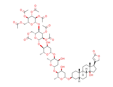 digitoxigen (2,3,4,6-tetracetyl-β-D-glucopyranosyl)-(1→4)-(2,3,6-triacetyl-β-D-glucopyranosyl)-(1→4)-(2,6-dideoxy-β-D-ribohexopyranosyl)-(1→4)-2,6-dideoxy-β-D-hexopyranosyl-(1→4)-2,6-dideoxy-β-D-ribohexopyranoside