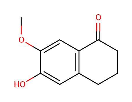 Molecular Structure of 15288-02-5 (6-hydroxy-7-methoxy-3,4-dihydronaphthalen-1(2H)-one)