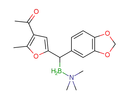 1-(5-(benzo[d][1,3]dioxol-5-yl(trimethylamine-boranyl)methyl)-2-methylfuran-3-yl)ethan-1-one