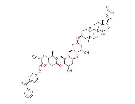 4-((3S,5R,8R,10S,13R,14S,17R)-3-(((2R,4S,5S,6R)-5-(((2S,4S,5S,6R)-5-(((2S,4S,5S,6R)-5-(((R)-5-(4-benzoylphenoxy)pent-1-yn-3-yl)oxy)-4-hydroxy-6-methyltetrahydro-2Hpyran-2-yl)oxy)-4-hydroxy-6-methyltetrahydro-2H-pyran-2-yl)oxy)-4-hydroxy-6-methyltetrahydro-2H-pyran-2-yl)oxy)-14-hydroxy-10,13-dimethylhexadecahydro-1H-cyclopenta[a]phenanthren-17-yl)furan-2(5H)-one