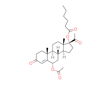 Hexanoic acid (6S,8R,9S,10R,13S,14S,17R)-6-acetoxy-17-acetyl-10,13-dimethyl-3-oxo-2,3,6,7,8,9,10,11,12,13,14,15,16,17-tetradecahydro-1H-cyclopenta[a]phenanthren-17-yl ester