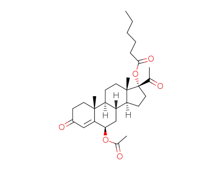 Hexanoic acid (6R,8R,9S,10R,13S,14S,17R)-6-acetoxy-17-acetyl-10,13-dimethyl-3-oxo-2,3,6,7,8,9,10,11,12,13,14,15,16,17-tetradecahydro-1H-cyclopenta[a]phenanthren-17-yl ester