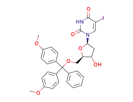Molecular Structure of 104375-88-4 (5'-O-(DIMETHOXYTRITYL)-5-IODO-2'-DEOXYURIDINE)