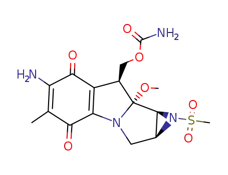Molecular Structure of 5091-31-6 (Azirino[2',3':3,4]pyrrolo[1,2-a]indole-4,7-dione,6-amino-8-[[(aminocarbonyl)oxy]methyl]-1,1a,2,8,8a,8b-hexahydro-8a-methoxy-5-methyl-1-(methylsulfonyl)-,[1aS-(1aa,8b,8aa,8ba)]- (9CI))