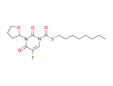 Molecular Structure of 90162-90-6 (1(2H)-Pyrimidinecarbothioic acid,
5-fluoro-3,4-dihydro-2,4-dioxo-3-(tetrahydro-2-furanyl)-, S-octyl ester)
