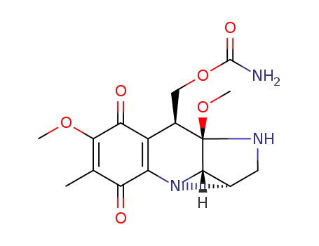 Molecular Structure of 91917-64-5 ((2a,5-dimethoxy-6-methyl-4,7-dioxo-1,2,2a,3,4,7,7c,7d-octahydro-2,7b-diazabenzo[f]cyclopropa[cd]inden-3-yl)methyl carbamate)