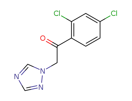 Molecular Structure of 58905-16-1 (1-(2,4-DICHLOROLPHENYL)-2-(1H-1,2,4-TRIAZOLE-1-YL)-ETHANONE)