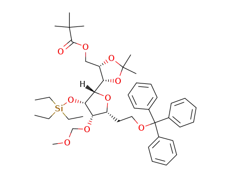 2,2-Dimethyl-propionic acid (4S,5S)-5-[(2S,3R,4S,5R)-4-methoxymethoxy-3-triethylsilanyloxy-5-(2-trityloxy-ethyl)-tetrahydro-furan-2-yl]-2,2-dimethyl-[1,3]dioxolan-4-ylmethyl ester