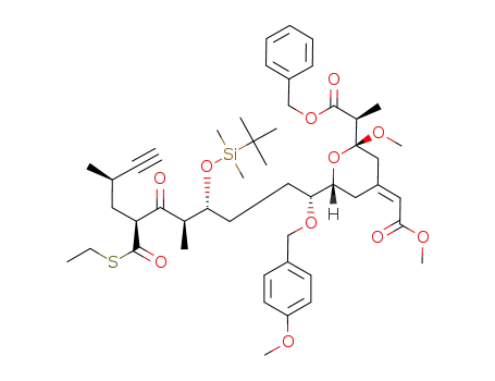 (S)-2-{(2S,6R)-6-[(1R,4R,5R,7S,9R)-4-(tert-Butyl-dimethyl-silanyloxy)-7-ethylsulfanylcarbonyl-1-(4-methoxy-benzyloxy)-5,9-dimethyl-6-oxo-undec-10-ynyl]-2-methoxy-4-[1-methoxycarbonyl-meth-(E)-ylidene]-tetrahydro-pyran-2-yl}-propionic acid benzyl ester