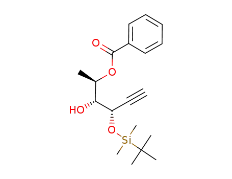 Molecular Structure of 279684-79-6 (5-Hexyne-2,3-diol, 4-[[(1,1-dimethylethyl)dimethylsilyl]oxy]-, 2-benzoate,
(2R,3R,4S)-)