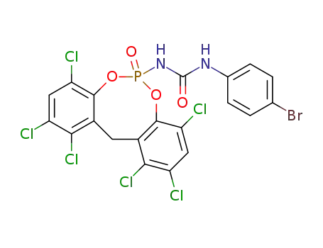 1-(4-bromo-phenyl)-3-(1,2,4,8,10,11-hexachloro-6-oxo-12H-5,7-dioxa-6λ5-phospha-dibenzo[a,d]cycloocten-6-yl)-urea