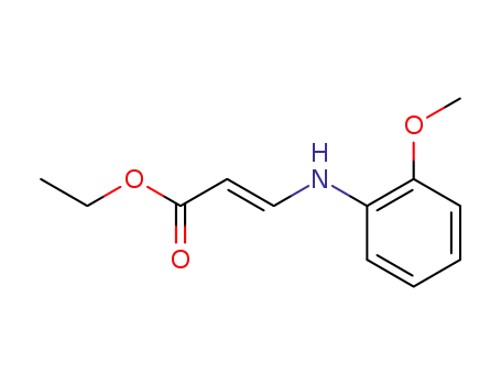 Molecular Structure of 142781-90-6 (2-Propenoic acid, 3-[(2-methoxyphenyl)amino]-, ethyl ester, (E)-)