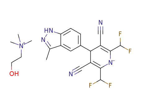 2-hydroxy-N,N,N-trimethylethanaminium 3,5-dicyano-2,6-bis(difluoromethyl)-4-(3-methyl-1H-indazol-5-yl)-4H-pyridin-1-ide