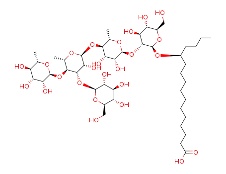 (S)-12-hydroxyhexadecanoic acid 12-O-β-D-glucopyranosyl-(1->3)-O-[α-L-rhamnopyranosyl-(1->4)]-O-α-L-rhamnopyranosyl-(1->4)-O-α-L-rhamnopyranosyl-(1->2)-β-D-glucopyranoside