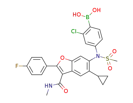 (2-chloro-4-{N-[5-cyclopropyl-2-(4-fluorophenyl)-3-(methylcarbamoyl)-1-benzofuran-6-yl]methanesulfonamido}phenyl)boronic acid