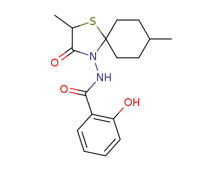 2-hydroxy-N-(2,8-dimethyl-3-oxo-1-thia-4-azaspiro[4.5]dec-4-yl)benzamide