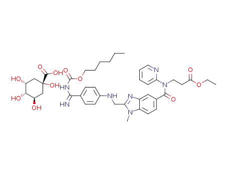 3-(((2-(((4-(N'-hexyloxicarbonylcarbamidoyl)phenyl)amino)methyl)-1-methyl-1H-benzimidazol-5-yl)carbonyl)piridin-2-ylamino)propionic acid ethyl ester D-(-)-quinate