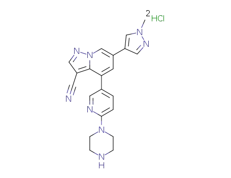 6-(1-methyl-1H-pyrazol-4-yl)-4-(6-(piperazin-1-yl)pyridin-3-yl)pyrazolo[1,5-a]pyridine-3-carbonitrile dihydrochloride