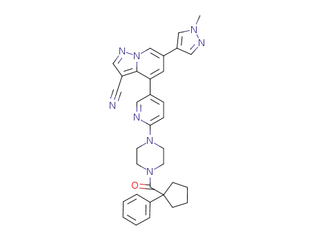 6-(1-methyl-1H-pyrazol-4-yl)-4-(6-(4-(1-phenylcyclopentanecarbonyl)piperazin-1-yl)pyridin-3-yl)pyrazolo[1,5-a]pyridine-3-carbonitrile