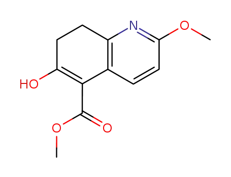 Molecular Structure of 120686-00-2 (5-Quinolinecarboxylic acid, 7,8-dihydro-6-hydroxy-2-methoxy-, methyl
ester)