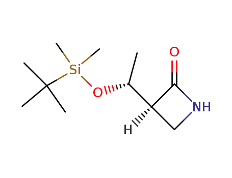 Molecular Structure of 109323-90-2 (2-Azetidinone, 3-[(1R)-1-[[(1,1-dimethylethyl)dimethylsilyl]oxy]ethyl]-,
(3S)-)