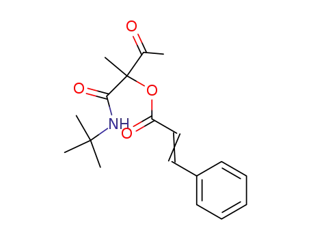 Molecular Structure of 105887-09-0 (2-Propenoic acid, 3-phenyl-,
1-[[(1,1-dimethylethyl)amino]carbonyl]-1-methyl-2-oxopropyl ester)