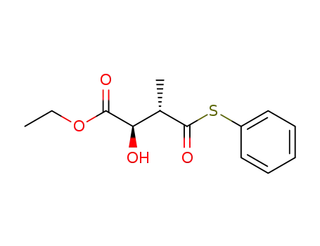 Molecular Structure of 246510-31-6 (Butanoic acid, 2-hydroxy-3-methyl-4-oxo-4-(phenylthio)-, ethyl ester,
(2R,3S)-)