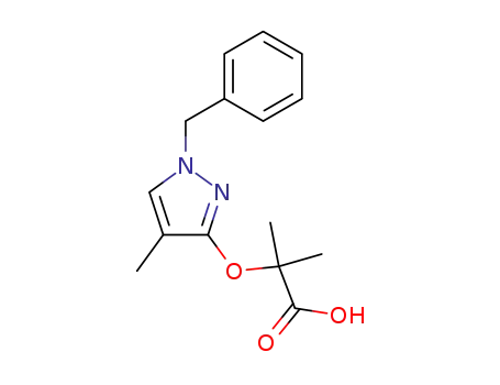 Molecular Structure of 68430-08-0 (2-Methyl-2-[[4-methyl-1-benzyl-1H-pyrazol-3-yl]oxy]propanoic acid)
