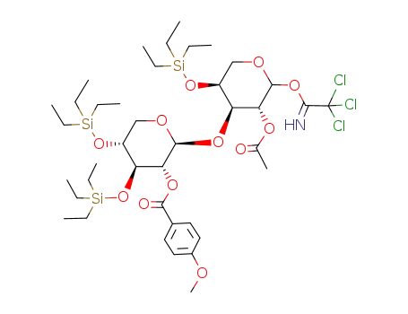 2-O-(4-methoxybenzoyl)-3,4-di-O-triethylsilyl-β-D-xylopyranosyl-(1→3)-2-O-acetyl-4-O-triethylsilyl-α,β-L-arabinopyranosyl trichloroacetimidate