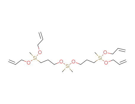 Molecular Structure of 394737-60-1 (4,9,11,16-Tetraoxa-5,10,15-trisilanonadeca-1,18-diene,
5,10,10,15-tetramethyl-5,15-bis(2-propenyloxy)-)