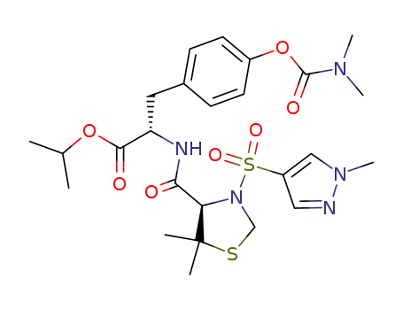 N-(1-methylpyrazole-4-sulfonyl)-L-(5,5-dimethyl)thiaprolyl-L-4-(N,N-dimethylcarbamyloxy)phenylalanine isopropyl ester