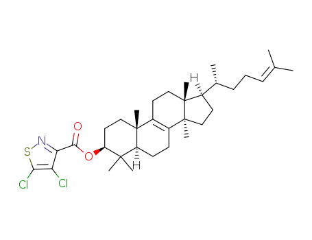 4,5-Dichloro-isothiazole-3-carboxylic acid (3S,5R,10S,13R,14R,17R)-17-((R)-1,5-dimethyl-hex-4-enyl)-4,4,10,13,14-pentamethyl-2,3,4,5,6,7,10,11,12,13,14,15,16,17-tetradecahydro-1H-cyclopenta[a]phenanthren-3-yl ester