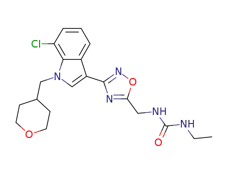 7-chloro-3-[5-[N-(formamidoethyl)amino]methyl-[1,2,4]oxadiazol-3-yl]-1-(tetrahydropyran-4-yl)methyl-1H-indole
