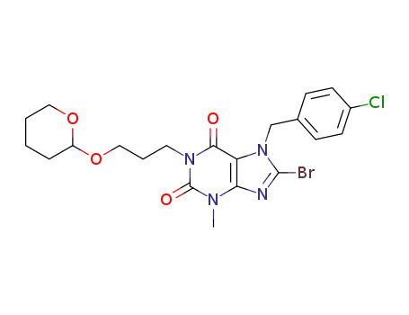 8-bromo-7-(4-chlorobenzyl)-3-methyl-1-(3-(tetrahydro-2H-pyran-2-yloxy)propyl)-1H-purine-2,6(3H,7H)-dione