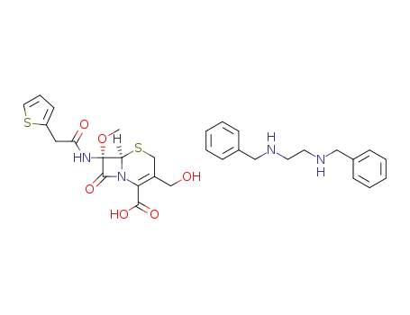 3-hydroxymethyl-7α-[(2-thienyl)acetamido]-4-cephalosporanic acid benzathine salt