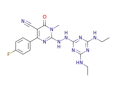 2-(2-(4,6-bis(ethylamino)-1,3,5-triazin-2-yl)hydrazinyl)-4-(4-fluorophenyl)-1-methyl-6-oxo-1,6-dihydropyrimidine-5-carbonitrile