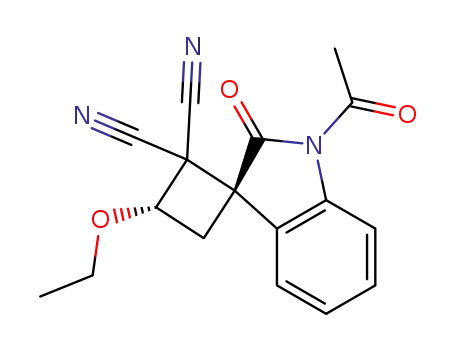 spiro<(2,2-dicyano-3-ethoxy)cyclobutan-1,3'-(1'-acetyl)-2'-oxoindoline>, trans