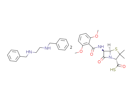 (5R)-6t-(2,6-dimethoxy-benzoylamino)-3,3-dimethyl-7-oxo-(5rH)-4-thia-1-aza-bicyclo[3.2.0]heptane-2c-carbothioic acid; N,N'-dibenzyl-ethane-1,2-diamine salt (2:1)