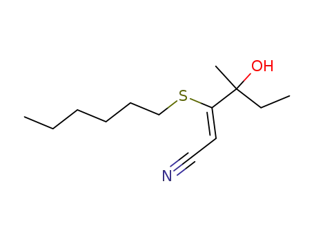 (Z)-3-Hexylsulfanyl-4-hydroxy-4-methyl-hex-2-enenitrile