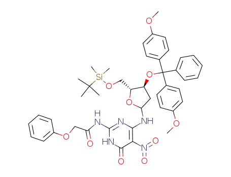 6-[2’-deoxy-3’-O-dimethoxytrityl-5’-O-tert-butyl(dimethyl)silyl-α,β-D-ribofuranose-1’-yl]amino-5-nitro-2-(phenoxylacetyl)amino-3H-pyrimidine-4-one