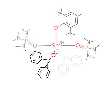 Sm(OC(=C6H6)Ph)2(O-C6H2-(t)Bu2-2,6-Me-4)(hexamethylphosphoramide)2