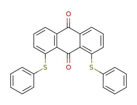 13676-91-0,1,8-Bis(phenylthio)-9,10-anthracenedione,Anthraquinone,1,8-bis(phenylthio)- (7CI,8CI);1,8-Bis(phenylthio)anthraquinone;C.I. Solvent Yellow 163;KP Plast Yellow HK;Morplas Yellow GS;9,10-Anthracenedione,1,8-bis(phenylthio)-;Oplas Yellow 120;Oracet GHS;Oracet Yellow GHS;