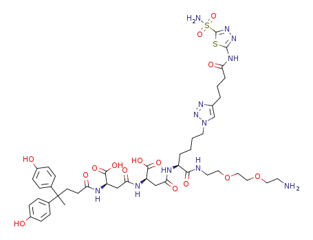 N-[4,4-bis(4-hydroxyphenyl)pentanoyl]-β-aspartyl-β-aspartyl-N-{2-[2-(2-aminoethoxy)ethoxy]ethyl}-6-(4-{4-oxo-4-[(5-sulfamoyl-1,3,4-thiadiazol-2-yl)amino]butyl}-1H-1,2,3-triazol-1-yl)-L-norleucinamide