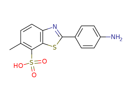 130-17-6,2-(4-Aminophenyl)-6-methyl-1,3-benzothiazole-7-sulfonic acid,p-(6-Methyl-7-sulfobenzothiazole)aniline;2-(p-Aminophenyl)-6-methyl-7-benzothiazolesulfonic acid;Dehydrothio-p-toluidinesulfonic acid;NSC 203387;NSC 44566;7-Benzothiazolesulfonicacid, 2-(p-aminophenyl)-6-methyl- (8CI);2-(4-Aminophenyl)-6-methyl-7-benzothiazolesulfonicacid;2-(4'-Aminophenyl)-6-methylbenzothiazole-7-sulfonic acid;