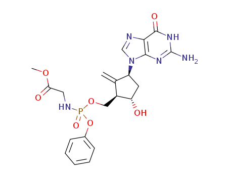 2-amino-1,9-dihydro-9-[(1S,3R,4S)-4-hydroxy-3-((methoxycarbonylmethylamino(phenoxy)phosphoryl)oxymethyl)-2-methylidenecyclopentyl]-6H-purin-6-one