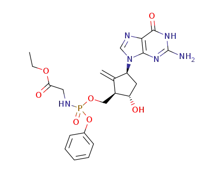 2-amino-1,9-dihydro-9-[(1S,3R,4S)-4-hydroxy-3-((ethoxycarbonylmethylamino(phenoxy)phosphoryl)oxymethyl)-2-methylidenecyclopentyl]-6H-purin-6-one