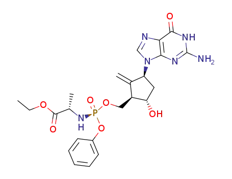 2-amino-1,9-dihydro-9-[(1S,3R,4S)-4-hydroxy-3-(((R)-(1S)-1-ethoxycarbonylethylamino(phenoxy)phosphoryl)oxymethyl)-2-methylidenecyclopentyl]-6H-purin-6-one