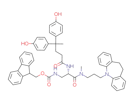(9H-fluoren-9-yl)methyl (S)-(2-(4,4-bis(4-hydroxyphenyl)pentanamido)-3-((3-(10,11-dihydro-5H-dibenzo[b,f]azepin-5-yl)propyl)(methyl)amino)-3-oxopropyl)carbamate