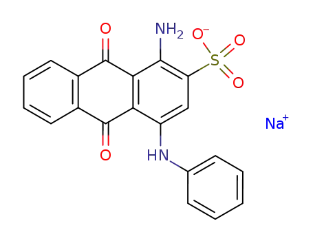Molecular Structure of 6408-78-2 (2-Anthracenesulfonicacid, 1-amino-9,10-dihydro-9,10-dioxo-4-(phenylamino)-, sodium salt (1:1))